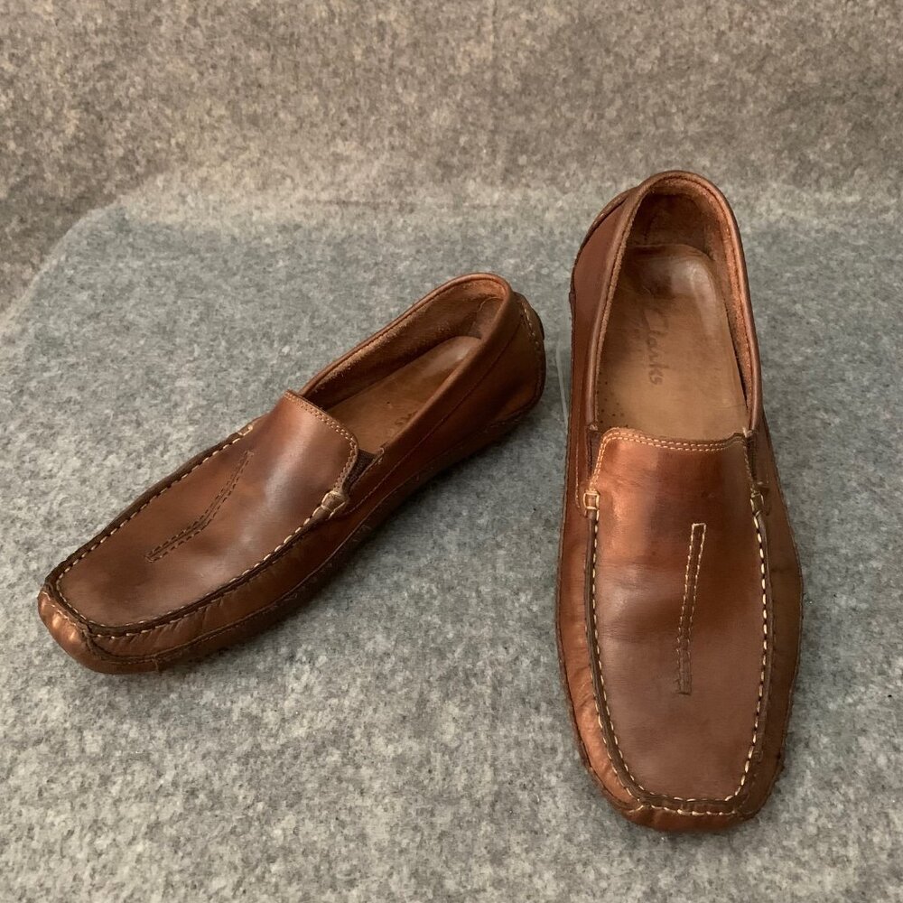 Clarks Men’s Brown Leather Driving Slip On Loafers - Picture 6 of 16
